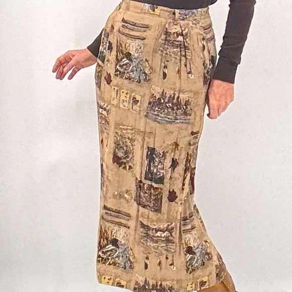 Vintage 90’s Gorpcore Artsy Cabincore Old Western Frontier High Waist Maxi Skirt - Picture 2 of 16